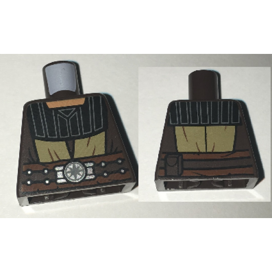 Torso SW Jedi Robe, Belt with Silver Buckle, Black Collar Pattern (Quinlan Vos)