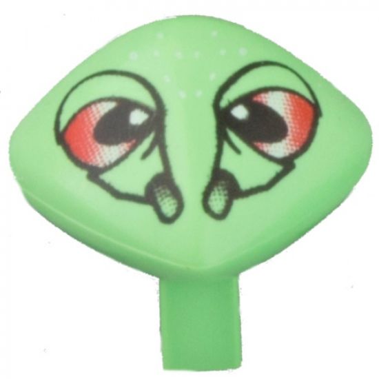 Minifigure, Head, Modified Martian with Clip, Red Eyes Pattern