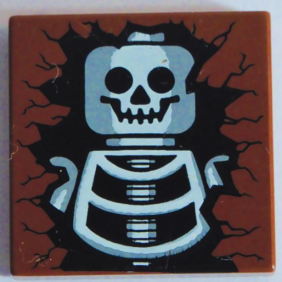 Tile 2 x 2 with Skeleton Skull and Torso Pattern