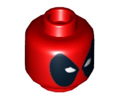 Minifigure, Head Male Mask Black with White Eye Holes Pattern (Deadpool) - Hollow Stud