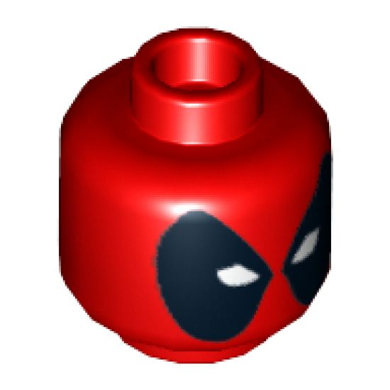 Minifigure, Head Male Mask Black with White Eye Holes Pattern (Deadpool) - Hollow Stud