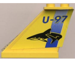 Tail 4 x 1 x 3 with Blue 'U-97' and Stripe and Black Shark Pattern on Both Sides (Stickers) - Sets 8250 / 8299