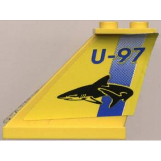 Tail 4 x 1 x 3 with Blue 'U-97' and Stripe and Black Shark Pattern on Both Sides (Stickers) - Sets 8250 / 8299