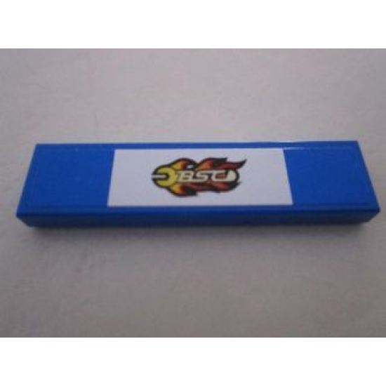 Tile 1 x 4 with 'BSC' Pattern on Blue and White Background Pattern (Sticker) - Set 8495