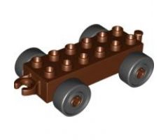 Duplo, Vehicle Car Base 2 x 6 with Light Gray Wheels and Open Hitch End