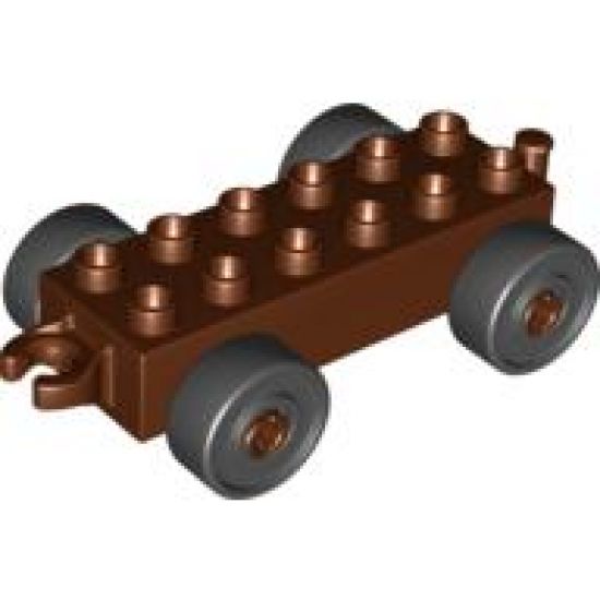 Duplo, Vehicle Car Base 2 x 6 with Light Gray Wheels and Open Hitch End