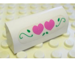 Slope, Curved 1 x 4 x 1 1/3 with Two Dark Pink Hearts and Green Leaves Pattern (Sticker) - Set 5890