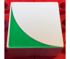 Duplo, Tile 2 x 2 x 1 with Shape Green Inverse Quarter Circle Pattern