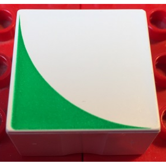 Duplo, Tile 2 x 2 x 1 with Shape Green Inverse Quarter Circle Pattern