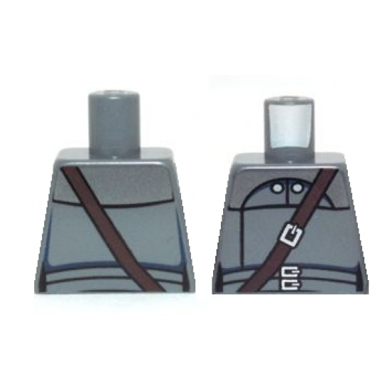 Torso SW Vest with Two Small Buttons, Dark Brown Shoulder Strap and Double Belt Pattern
