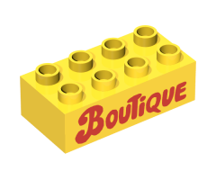 Duplo, Brick 2 x 4 with 'Boutique' Text Pattern