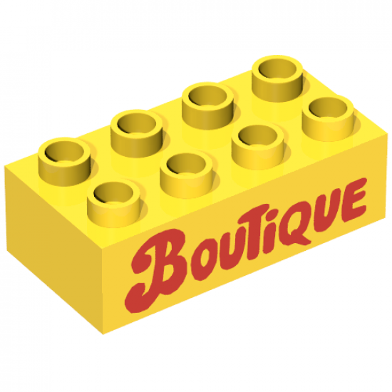 Duplo, Brick 2 x 4 with 'Boutique' Text Pattern