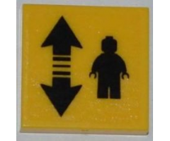 Tile 2 x 2 with Black Double Arrow and Minifigure Pattern (Sticker) - Set 3368