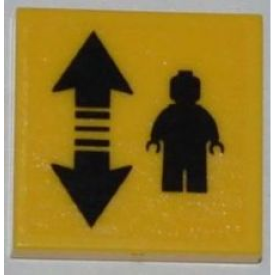 Tile 2 x 2 with Black Double Arrow and Minifigure Pattern (Sticker) - Set 3368