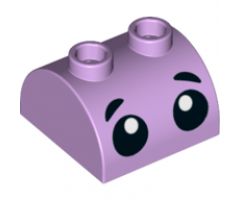 Slope, Curved 2 x 2 x 1 Double with Two Studs with Black Eyes and Eyebrows Pattern