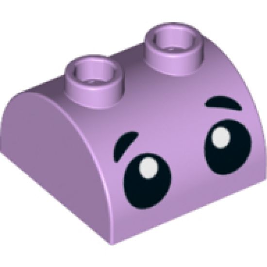Slope, Curved 2 x 2 x 1 Double with Two Studs with Black Eyes and Eyebrows Pattern
