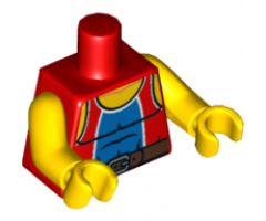 Torso Tank Top with Blue Center Panel and Black Belt Pattern / Yellow Arms / Yellow Hands