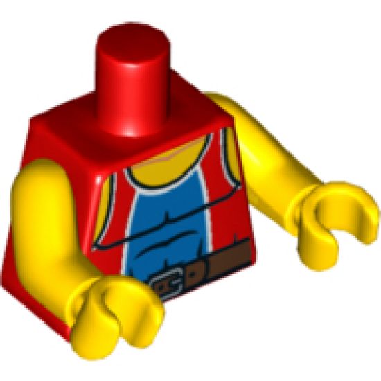 Torso Tank Top with Blue Center Panel and Black Belt Pattern / Yellow Arms / Yellow Hands