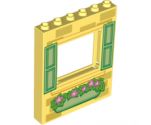 Panel 1 x 6 x 6 with Window with Yellowish Green Shutters and Flower Box Pattern