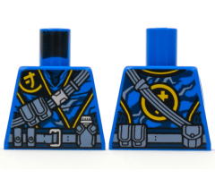 Torso Tunic, Yellow Ninjago Logogram 'J', Dark Bluish Gray Belts and Pouches Pattern