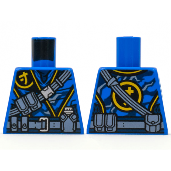 Torso Tunic, Yellow Ninjago Logogram 'J', Dark Bluish Gray Belts and Pouches Pattern