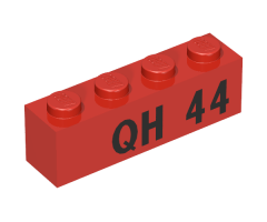 Brick 1 x 4 with Black 'QH 44' Pattern