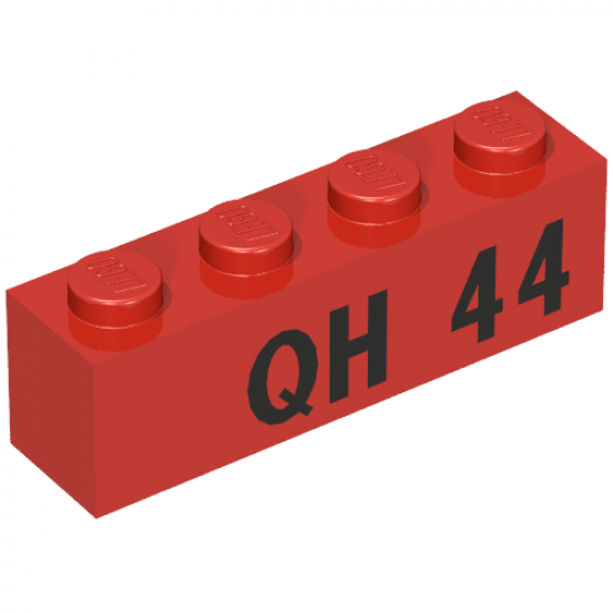 Brick 1 x 4 with Black 'QH 44' Pattern