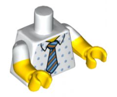 Torso Shirt with Medium Blue Dots, Orange, Dark Blue and Bright Light Blue Striped Tie Pattern / Yellow Arms with White Short Sleeves / Yellow Hands