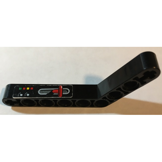 Technic, Liftarm 1 x 9 Bent (6 - 4) Thick with Red Lever and Six Buttons Pattern Model Right Side (Sticker) - Set 8253
