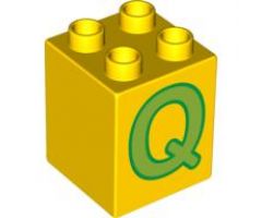 Duplo, Brick 2 x 2 x 2 with Letter Q Pattern