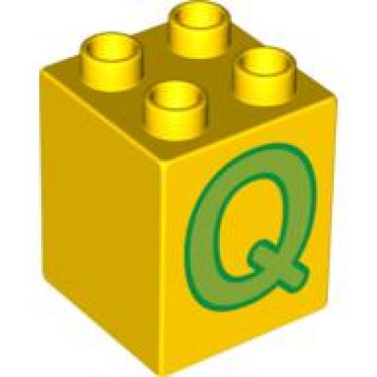 Duplo, Brick 2 x 2 x 2 with Letter Q Pattern