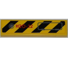 Tile 1 x 4 with Black and Yellow Danger Stripes, Panel and Red 'H2O-22' Pattern Model Right (Sticker) - Set 7984