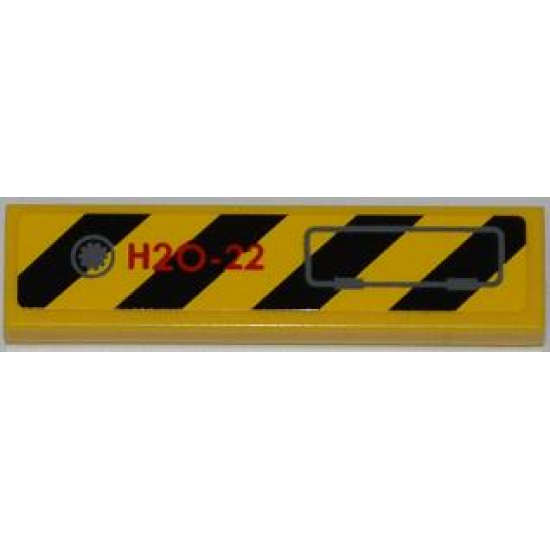 Tile 1 x 4 with Black and Yellow Danger Stripes, Panel and Red 'H2O-22' Pattern Model Right (Sticker) - Set 7984