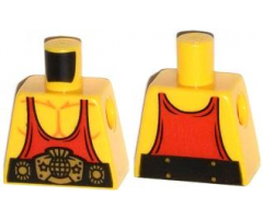 Torso Muscles with Red Tank Top and Black and Gold Belt Pattern