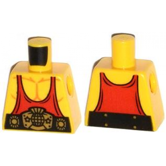 Torso Muscles with Red Tank Top and Black and Gold Belt Pattern