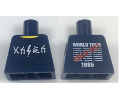 Torso Sleeveless Top with White Arrow and Lightning Symbols and 'WORLD TOUR' 'SOLD OUT' '1985' Pattern