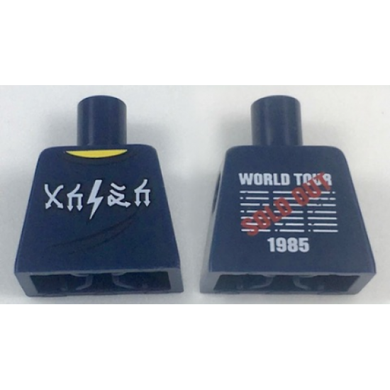Torso Sleeveless Top with White Arrow and Lightning Symbols and 'WORLD TOUR' 'SOLD OUT' '1985' Pattern