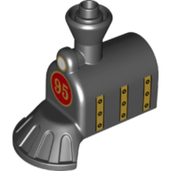Duplo, Train Steam Engine Front with Cow Catcher, White Headlight and '95' Pattern