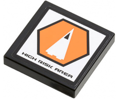 Tile 2 x 2 with 'HIGH RISK AREA' and Orange Hexagon with Black Border and White Triangle Pattern (Sticker) - Set 7690