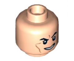 Minifigure, Head Smile with Teeth, Arched Eyebrows, White Pupils and Scars Pattern (SW Boba Fett) - Hollow Stud