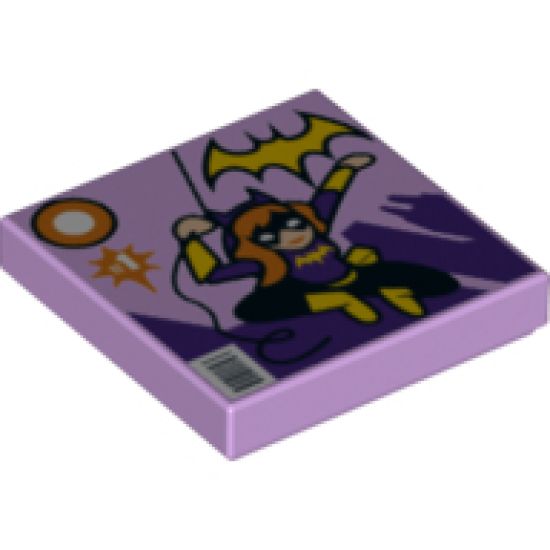 Tile 2 x 2 with Batgirl Comic Book Cover with Yellow Bat Logo, '1', and Bar Code Pattern