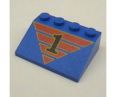 Slope 33 3 x 4 with Black '1' on Red Striped Triangle Pattern
