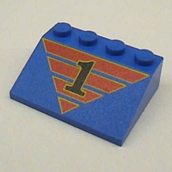 Slope 33 3 x 4 with Black '1' on Red Striped Triangle Pattern