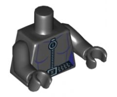 Torso Batman Purple Female Outline, Ring Zipper Pull, Gray Belt Pattern / Black Arms / Black Hands