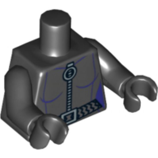 Torso Batman Purple Female Outline, Ring Zipper Pull, Gray Belt Pattern / Black Arms / Black Hands