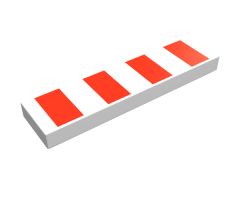 Tile 1 x 4 with 4 Red Stripes Pattern