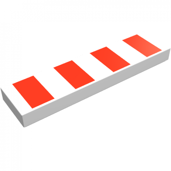 Tile 1 x 4 with 4 Red Stripes Pattern