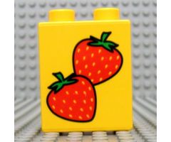 Duplo, Brick 1 x 2 x 2 with Strawberries Pattern