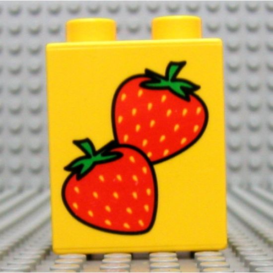 Duplo, Brick 1 x 2 x 2 with Strawberries Pattern