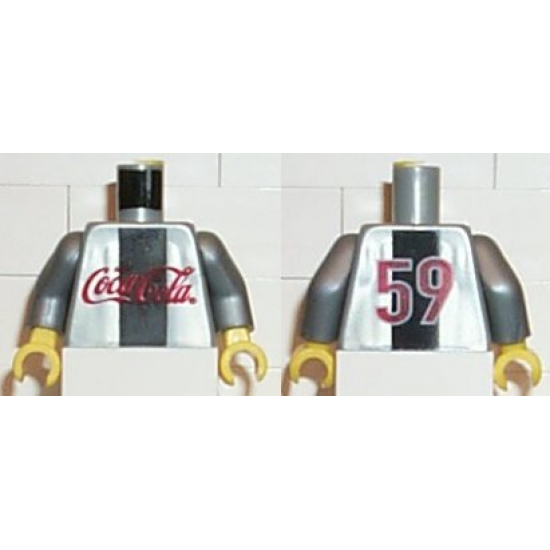Torso Coca-Cola Logo with Black Stripe Pattern / Flat Silver Arms / Yellow Hands